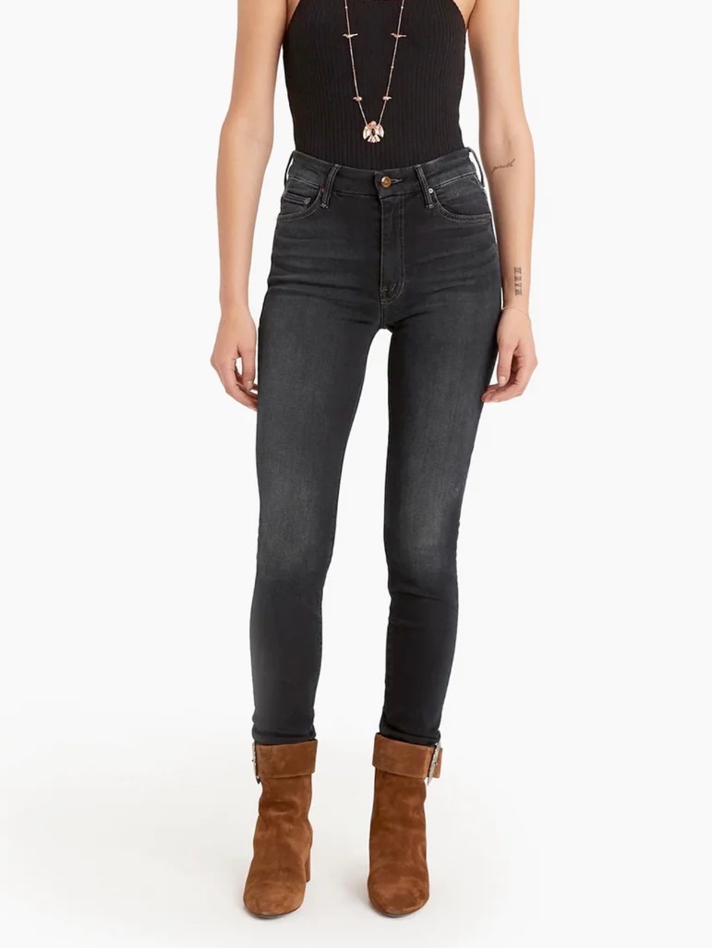 MOTHER Denim - High Waisted Looker Skinny Jeans in Coffee, Tea, or Me? Size 25